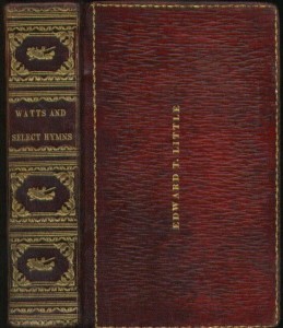 An 1823 hymnal once the property of an earlier Portland resident, Edward Toppan Little