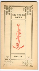 Catalogues (1893/94-1923) - 1919: "The Mosher Books" with Frederick Goudy border design. Cover.