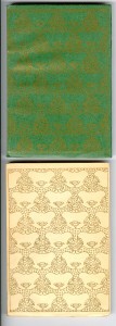 Ideal Series of Little Masterpieces (1906-1909) - From the regular green and the Japan velum wrappers. The designs are from a binding pictured in Anstruther's "The Bindings of Tomorrow -- A Record of the Work of the Guild of Women-Binders and the Hampstead Bindery" (London, 1902, entry #6). Covers.