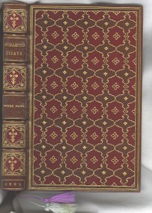 Unattributed full leather binding of "Uncollected Essays" by Walter Pater.