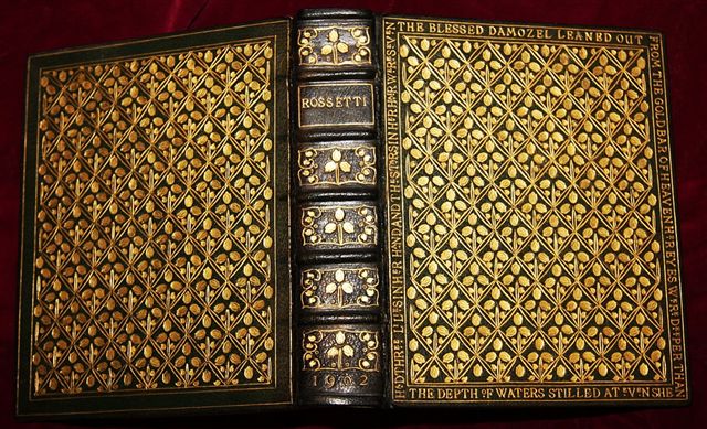 Ornate book cover with gold embossed patterns.