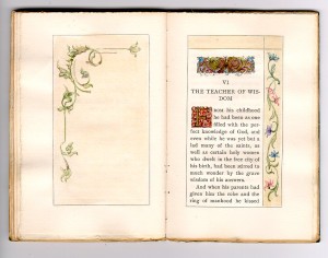 Beginning of "The Teacher of Wisdom" and conjugate page.